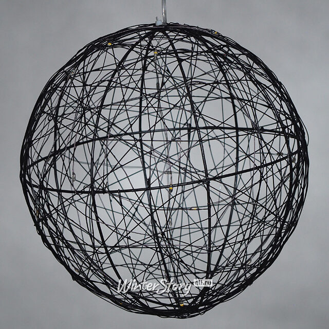 Светодиодный шар Монтелло Блэк 20 см, 20 теплых белых LED ламп, таймер, на батарейках Koopman