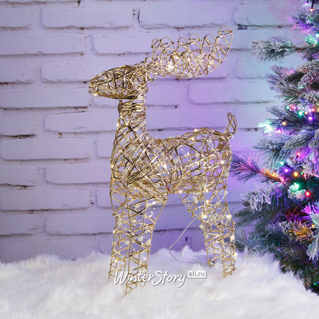 Светодиодная фигура Олень Северино - Golden Gloss 50 см, 40 теплых белых LED ламп, на батарейках, IP20 Koopman (Купман)