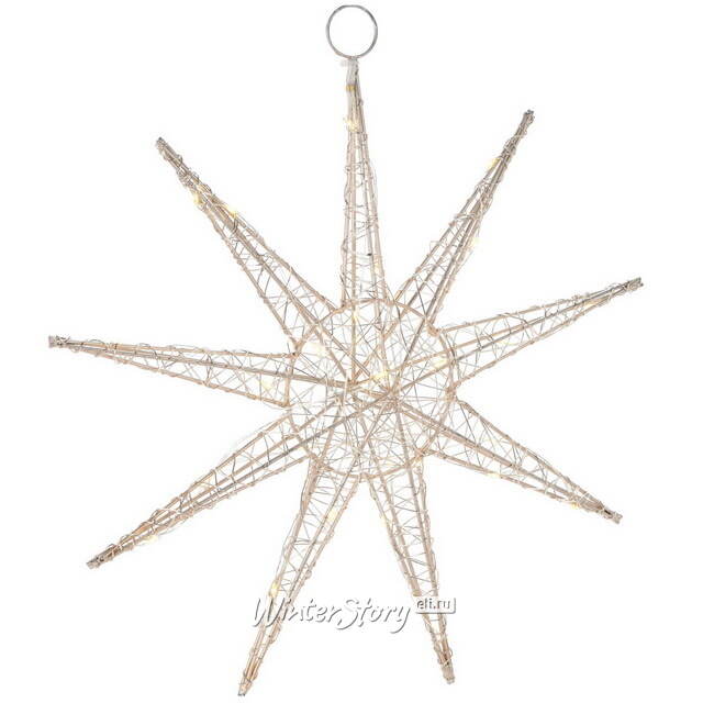 Светодиодная звезда Монтелло Голден 30*6 см, 30 теплых белых LED, таймер, на батарейках Koopman