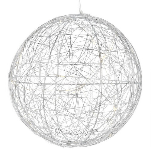Светодиодный шар Монтелло Сильвер 20 см, 20 теплых белых LED ламп, таймер, на батарейках Koopman