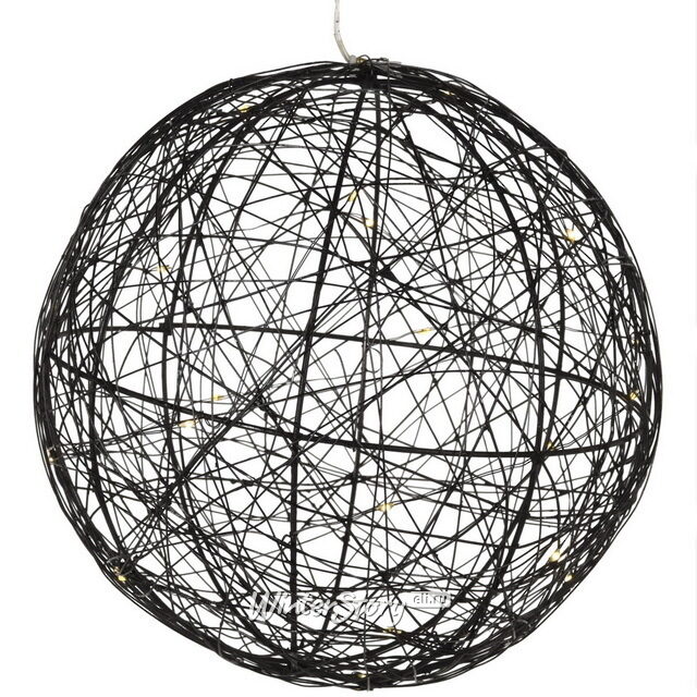 Светодиодный шар Монтелло Блэк 20 см, 20 теплых белых LED ламп, таймер, на батарейках Koopman