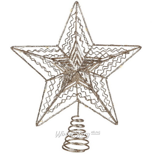 Светящаяся звезда на елку Gold Rene - Stellar 30 см, 10 теплых белых LED ламп, IP20 Koopman