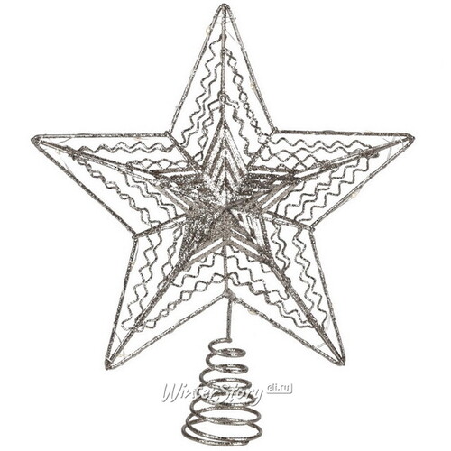 Светящаяся звезда на елку Silver Rene - Stellar 30 см, 10 теплых белых LED ламп, IP20 Koopman