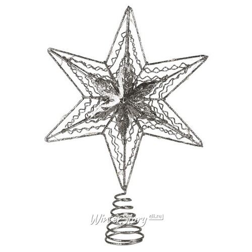 Светящаяся звезда на елку Silver Rene - Crystal 30 см, 10 теплых белых LED ламп, IP20 Koopman