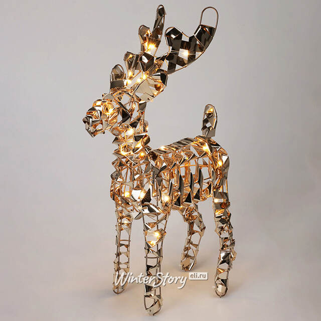 Светодиодная фигура Олень Royston 37 см золотая, 50 теплых белых микро LED ламп, на батарейках, таймер, IP20 Koopman