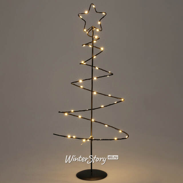 Декоративная светящаяся елка Риверли Блэк 53 см, 46 теплых белых LED ламп, таймер, на батарейках Koopman