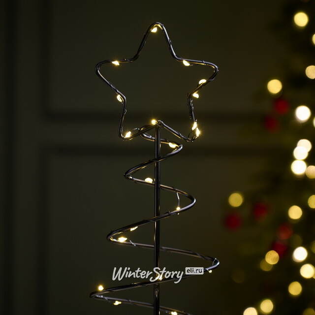 Декоративная светящаяся елка Риверли Блэк 53 см, 46 теплых белых LED ламп, таймер, на батарейках Koopman