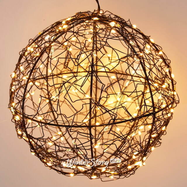 Светодиодный Шар Celesphere 18 см черный, 200 экстра теплых белых микро LED ламп с мерцанием, таймер, IP44 Koopman