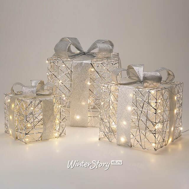 Светодиодные подарки Totnes 17-30 см, 3 шт, 90 теплых белых LED ламп, на батарейках, таймер, IP20 Koopman