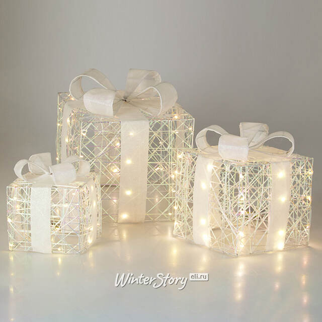 Светодиодные подарки Tranent 17-30 см, 3 шт, 90 теплых белых LED ламп, на батарейках, таймер, IP20 Koopman