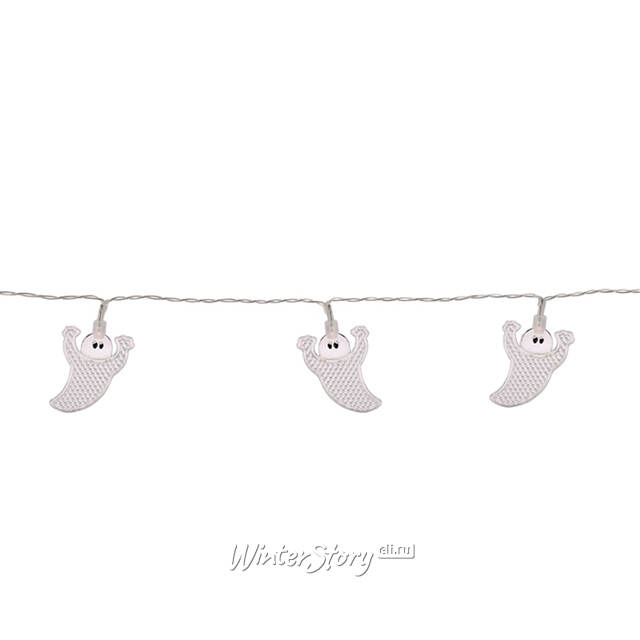 Светодиодная гирлянда на батарейках Кентервильские Привидения 1.35 м, 10 теплых белых LED ламп, прозрачный ПВХ, IP20 Koopman