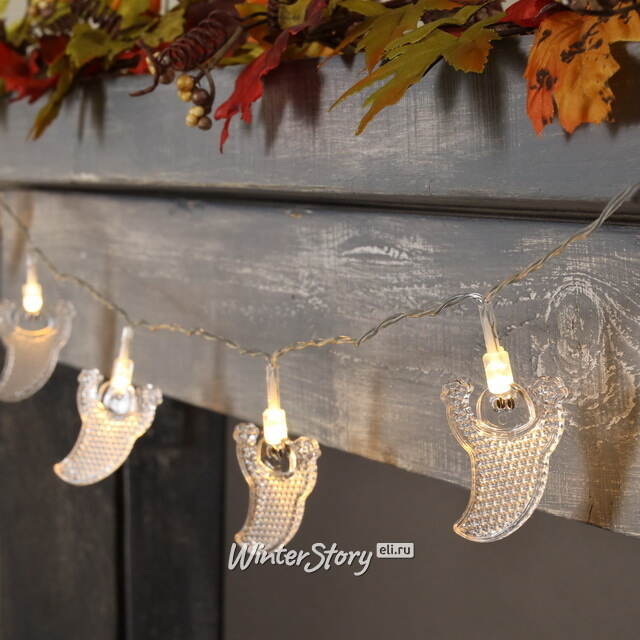 Светодиодная гирлянда на батарейках Кентервильские Привидения 1.35 м, 10 теплых белых LED ламп, прозрачный ПВХ, IP20 Koopman