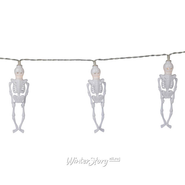 Светодиодная гирлянда на батарейках Хэллоуин - Skinny Fella 1.35 м, 10 теплых белых LED ламп, прозрачный ПВХ, IP20 Koopman