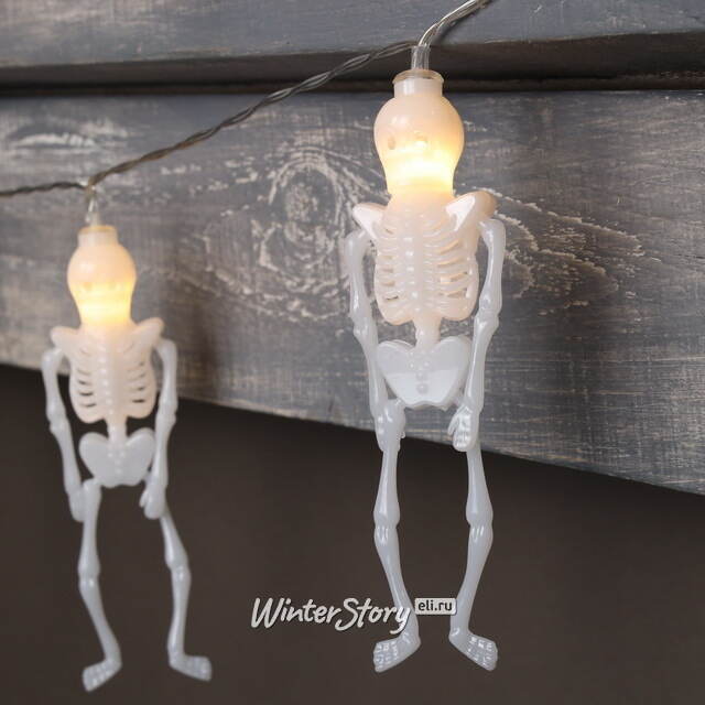 Светодиодная гирлянда на батарейках Хэллоуин - Skinny Fella 1.35 м, 10 теплых белых LED ламп, прозрачный ПВХ, IP20 Koopman