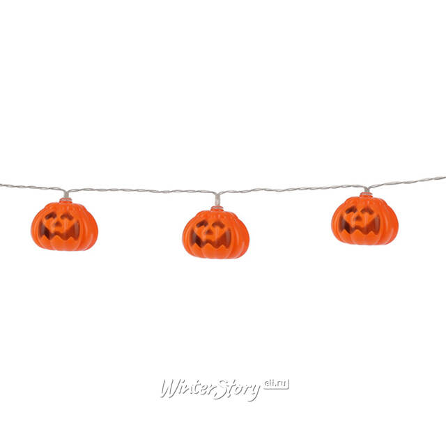 Светодиодная гирлянда на батарейках Halloween - Вечеринка у Тыковки Джека 1 м, 10 теплых белых LED ламп Koopman