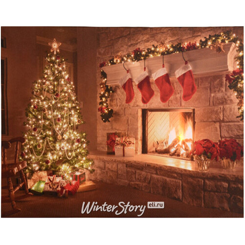 Картина с подсветкой Заветное Рождество 38*28 см с оптоволоконной и LED подсветкой, на батарейках, IP20 Koopman