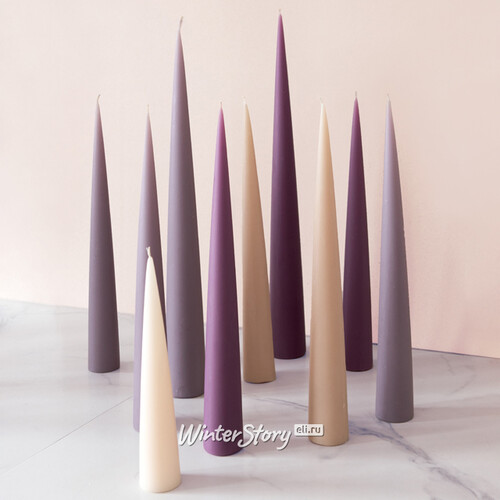 Декоративная свеча - конус Андреа Velvet 37 см, кремовая Winter Deco