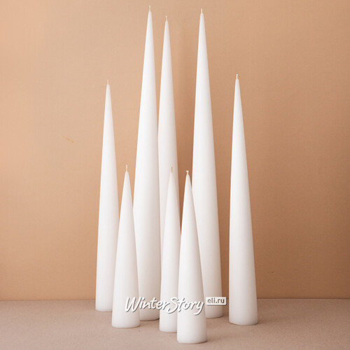 Декоративная свеча - конус Андреа Velvet 37 см, белая Winter Deco