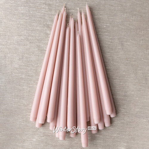 Высокие свечи Андреа Velvet 42 см, 10 шт, розовые пудровые Candleslight