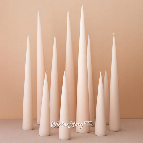 Декоративная свеча - конус Андреа Velvet 37 см, кремовая Winter Deco