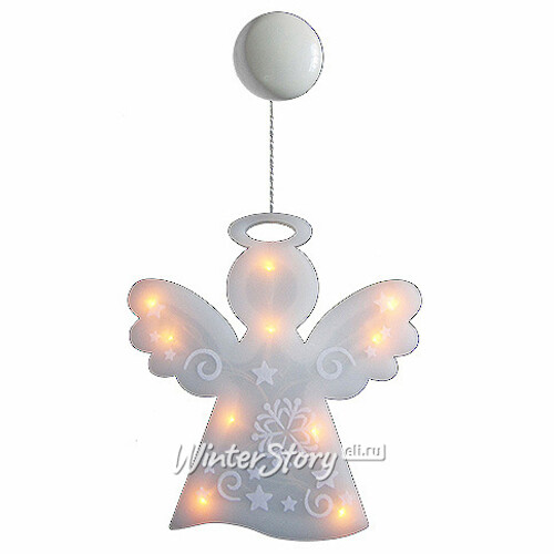 Светящееся украшение на присоске Ангел 21*22 см, 10 теплых белых LED ламп на батарейке Snowhouse