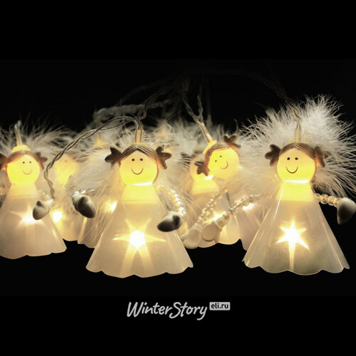 Светодиодная гирлянда для дома Рождественская Сказка 2.1 м, 8 ангелочков, теплые белые LED, прозрачный ПВХ, IP20 Snowhouse
