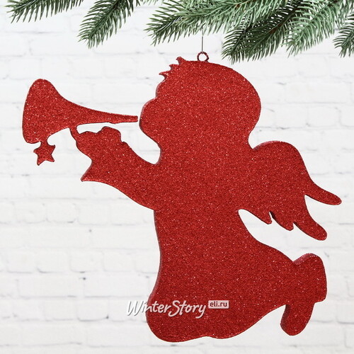 Игрушка для уличной елки Рождественский Ангел 25 см красный, пеноплекс МанузинЪ