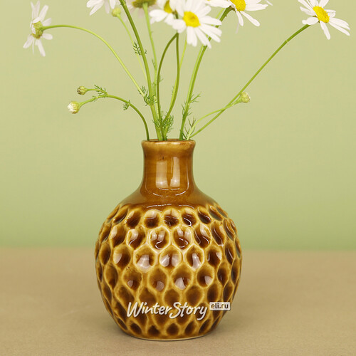 Фарфоровая ваза Honeycombs 10 см медовая Koopman