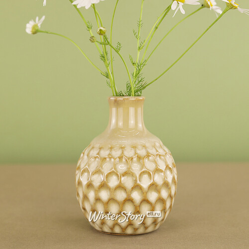 Фарфоровая ваза Honeycombs 10 см кремовая Koopman