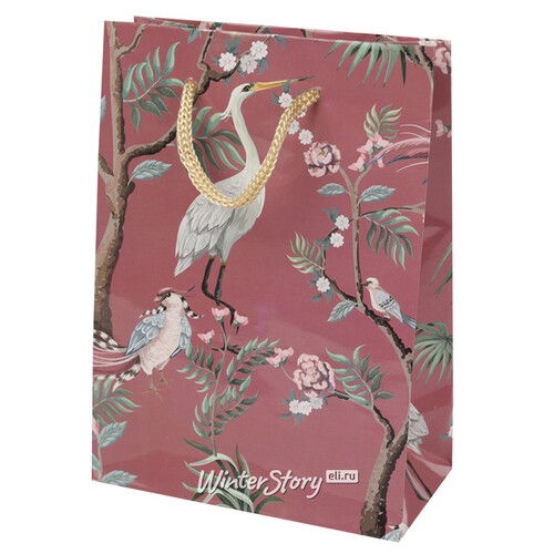 Подарочный пакет Райские птицы 16*11 см, малиновый Koopman