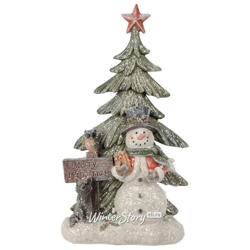 Новогодняя фигурка Снеговик Кертис у елочки 24 см Koopman