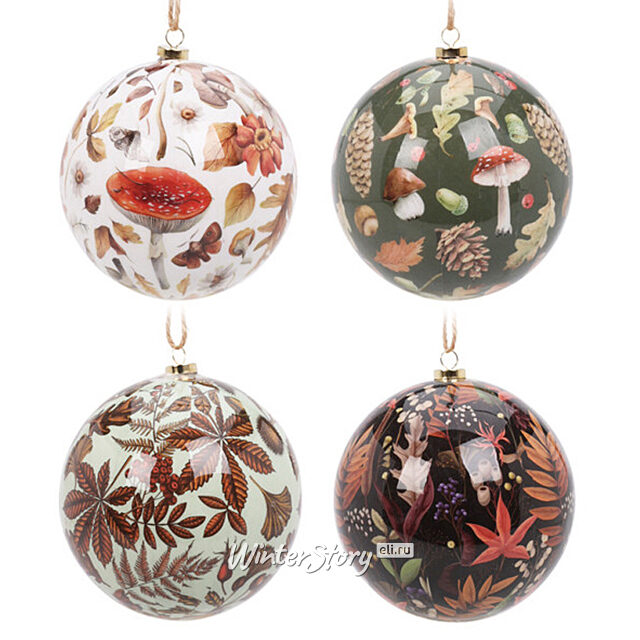 Набор елочных шаров Осень в лесах Консберга 10 см, 4 шт Koopman