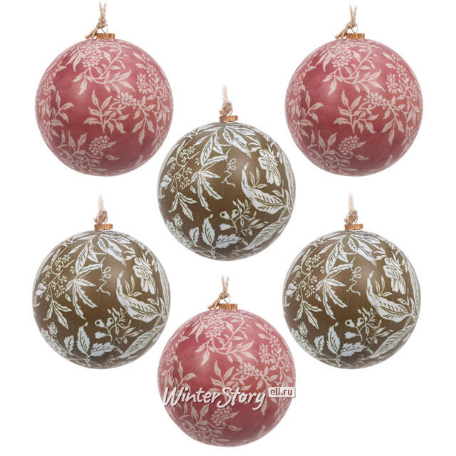 Набор елочных шаров Modello Floreale 8 см, 6 шт Koopman