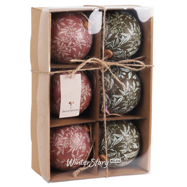 Набор елочных шаров Modello Floreale 8 см, 6 шт Koopman