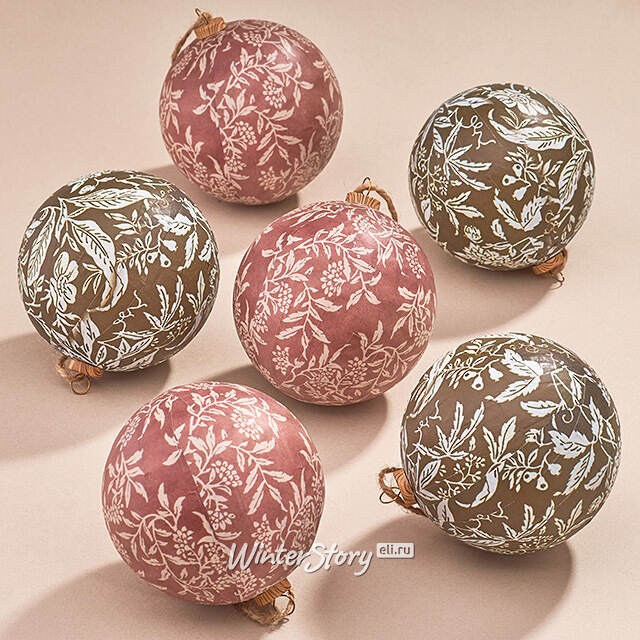 Набор елочных шаров Modello Floreale 8 см, 6 шт Koopman