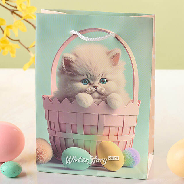 Подарочный пакет Котенок в корзинке 16*11 см Koopman (Купман)