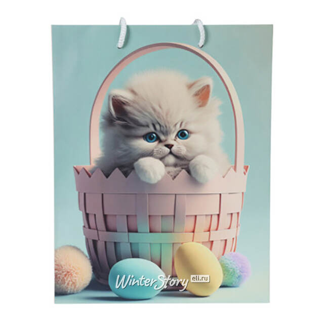 Подарочный пакет Котенок в корзинке 16*11 см Koopman (Купман)
