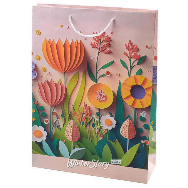 Подарочный пакет Spring Flowero 34 см розовый Koopman