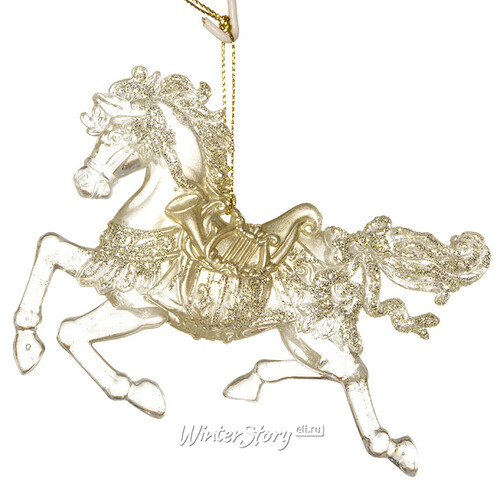 Елочная игрушка Лошадь 12*10 см жемчужно-золотая, подвеска Holiday Classics