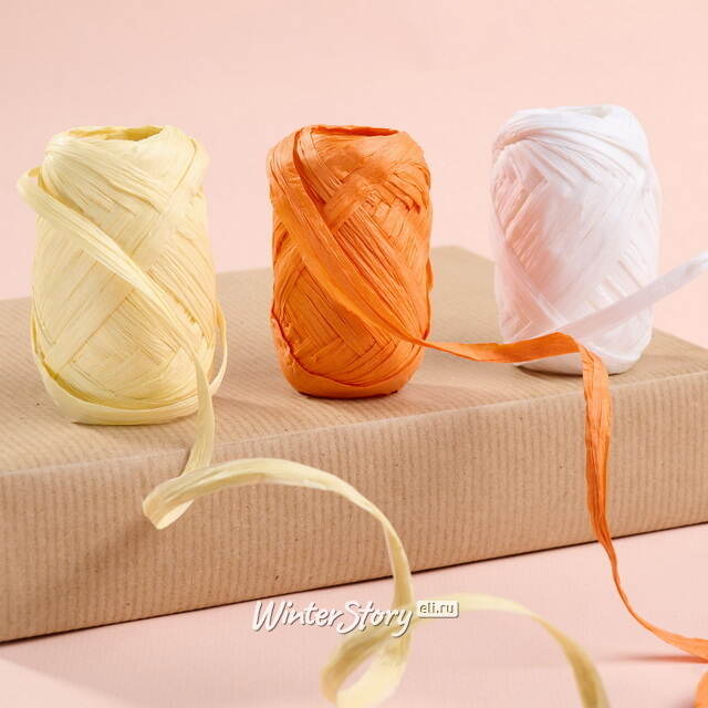 Набор лент для упаковки подарков Рафия - Апельсиновый Праздник 10 м, 3 шт Koopman