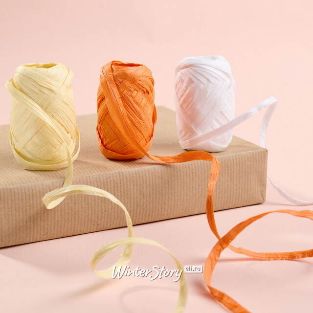 Набор лент для упаковки подарков Рафия - Апельсиновый Праздник 10 м, 3 шт Koopman