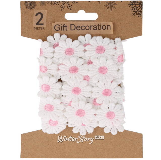 Декоративная лента Ромашка 200*5 см розовая Koopman