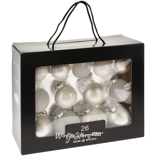 Набор стеклянных елочных шаров Rosawelle - White Bourbon, 5-7 см, 26 шт Koopman