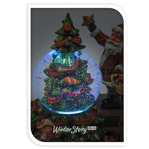 Светящаяся композиция со сноуболом Санта наряжает Елку 23 см, подсветка, музыка, батарейка Koopman