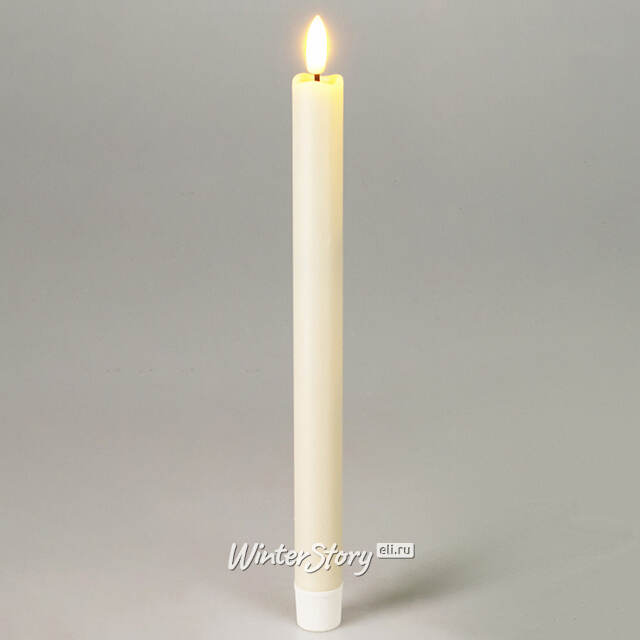 Столовая светодиодная свеча с имитацией пламени Sunrise 25 см слоновая кость, 2 шт с пультом, таймер, на батарейках Koopman