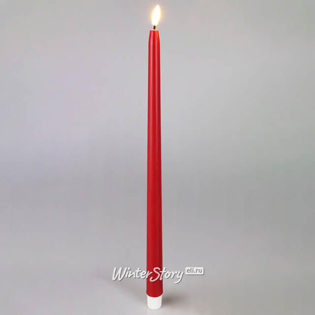 Столовая светодиодная свеча с имитацией пламени Romance 38 см красная, 2 шт с пультом, таймер, на батарейках Koopman