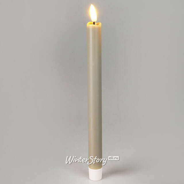 Столовая светодиодная свеча с имитацией пламени Sunrise 25 см серая, 2 шт с пультом, таймер, на батарейках Koopman