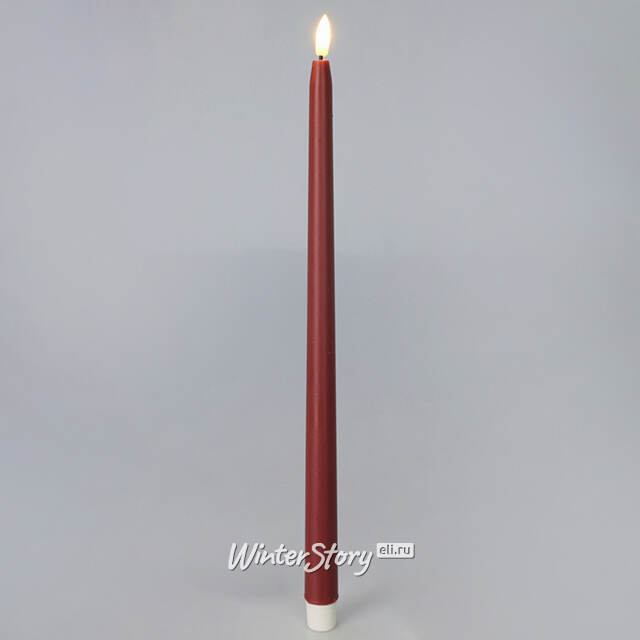 Столовая светодиодная свеча с имитацией пламени Romance 38 см бордовая, 2 шт с пультом, таймер, на батарейках Koopman