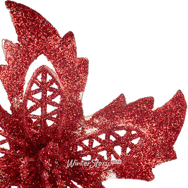 Искусственная пуансеттия Danielius 12 см, 3 шт, красная, клипса Koopman