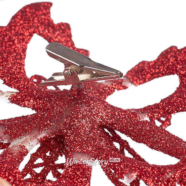 Искусственная пуансеттия Danielius 12 см, 3 шт, красная, клипса Koopman